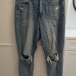 American Eagle Outfitters Blue Distressed Mom Jeans